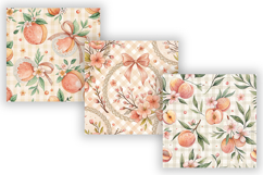 Pastel Peach Gingham Digital Paper, Seamless Watercolor Product Image 3