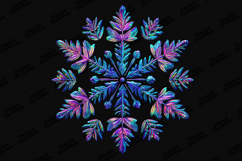 Holographic Neon Snowflake Clipart Winter Decoration Product Image 1