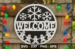 Welcome Christmas Round Sign SVG | Gingerbread Cut File Product Image 1