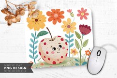 Spotted Apple and Colorful Flowers Mouse Pad PNG Product Image 1