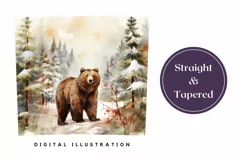 Watercolor Christmas Tumbler Wrap, Winter Bear Sublimation Product Image 3