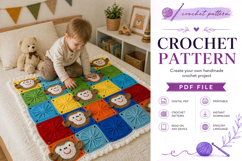 Monkey Square Baby Blanket Crochet Pattern PDF Product Image 5