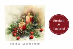 Watercolor Christmas Tumbler, Christmas Candles Sublimation Product Image 3