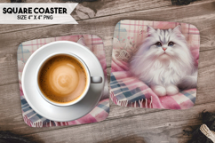 Cute Cat Square Coaster PNG Bundle, Printable Cat Bundle Product Image 4