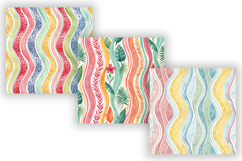 Wavy Hand Drawn Stripe Digital Paper, Seamless Bright Summer Product Image 3