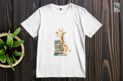 Cute Giraffe with Books Clipart Sublimation PNG Product Image 2