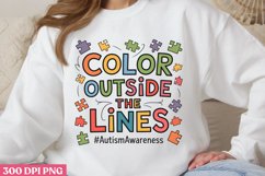 Color Outside the Lines PNG, Autism Sublimation PNG Product Image 3