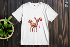 Cute Baby Deer With Flowers Clipart Sublimation PNG Product Image 3