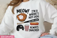 Meow! I'm a Where's PNG, Baseball Mama Sublimation PNG Product Image 1
