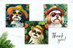 Summer Dog Square Coasters PNG, Shih Tzu Dog Square Coaster Product Image 3