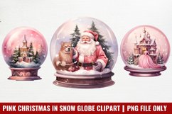 Pink Christmas in Snow Globe Sublimation Product Image 1