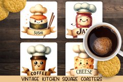Vintage square coasters for kitchen. Sublimation PNG. BUNDLE Product Image 4