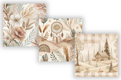Neutral Boho Seamless Pattern Bundle, Beige Minimalist Product Image 3