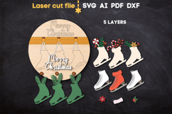 Christmas Ice Skates Sign SVG laser cut file for Glowforge Product Image 3