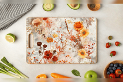 Boho Dried Flowers Cutting Boards sublimation Design Product Image 3
