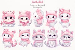 Winter Pink Cat 46 Cliparts Collection Product Image 3