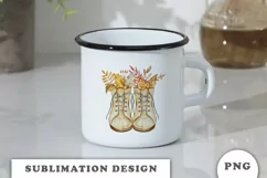 Watercolor Cozy Autumn Boots sublimation PNG Product Image 3