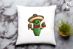 Cute Cactus with Sombrero Clipart Sublimation PNG Product Image 3