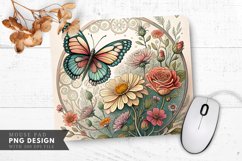 Butterfly Blooms Glass Etching Art Mouse Pad PNG Design Product Image 1