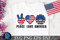 Peace Love America SVG, 4th July Sunflower SVG Product Image 1