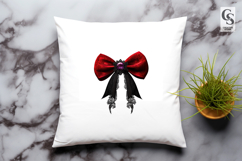 Red Black Lace Bow Clipart Sublimation PNG Product Image 3