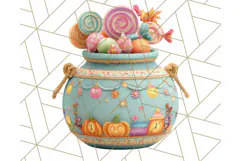 Kawaii Halloween Clipart Cute Kids and Candy Elements Png Product Image 3