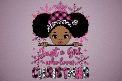 Just a Girl Who Loves Christmas PNG Black Girl Red Plaid Product Image 3