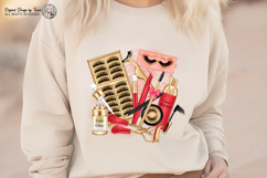 Lash Artist Sublimation PNG Red Gold Beauty Design Digital Product Image 10