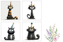 Cartoon Cat Square Coasters, Funny Square Coaster Designs Product Image 3