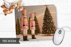 Festive Nutcracker Soldiers with Christmas Trees Mouse Pad Product Image 1