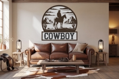 Cowboy name sign SVG with western horse rider silhouette. Works great for farmhouse wall décor, ranch signs, rodeo gifts, Cricut and Silhouette cutting machines.