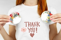 Floral Wreath Car Coaster, Watercolor Flowers Round Coasters Product Image 3