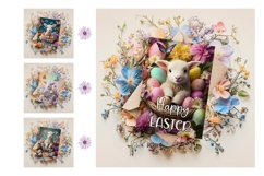 Happy Easter Card Printable, Easter Lamb Card Design Product Image 3