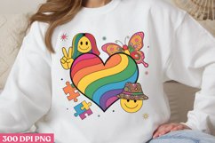 Rainbow Heart and Autism PNG, Autism Sublimation PNG Product Image 3