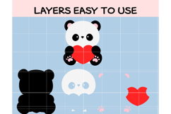 Cute Panda with Heart SVG | Kawaii Valentine Animal Clipart Product Image 2
