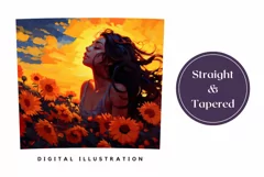 Girl In Sunflowers Tumbler Wrap Design, Fall Sublimation PNG Product Image 3