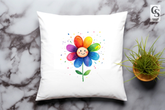 Rainbow Smiling Flower Watercolor PNG Product Image 3