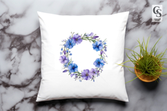 Blue Lavender Floral Wreath Clipart PNG Product Image 3