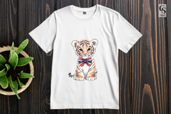 Cute Tiger Patriotic Bow Watercolor Clipart PNG Product Image 3