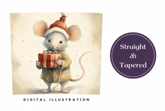 Christmas Tumbler Wrap, Watercolor Winter Mouse Tumbler Product Image 3