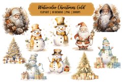Watercolor Gold Pastel Christmas Clipart| Digital Paper Product Image 1