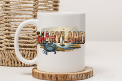 Maryland State PNG, Vintage Lighthouse &amp; Crab Sublimation Product Image 3