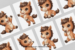 15 Bundle Watercolor Brown Cute Horse Baby Foal Pony Unicorn Product Image 3