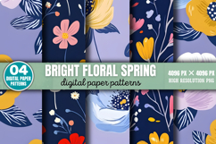 Bright Floral Spring Digital Paper Background Bundle PNG Product Image 4