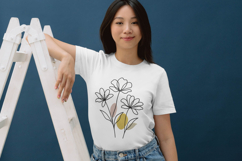 Minimal Line Art Floral Embroidery Design Product Image 2