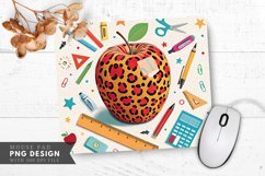 Funky Leopard Printed Apple with Art Supplies Mouse Pad PNG Product Image 1