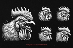 10 Bundle Dark Art Rooster Chicken Animal Scary Face Tattoo Product Image 5