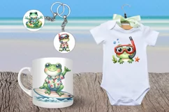 Watercolor Summer Frog Sublimation Design PNGs Transparent Product Image 3