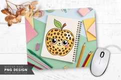 Playful Leopard Patterned Apple Stationery Mouse Pad PNG Product Image 1