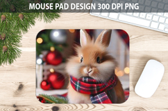 Christmas Rabbit Mouse Pad Sublimation - Animal PNG Design Product Image 1